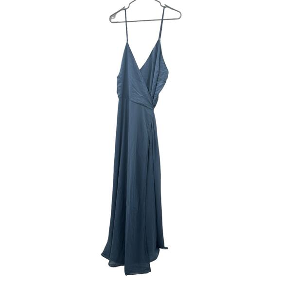 Birdy Grey Cindy Chiffon Wrap Maxi Bridesmaid Dress in Twilight Sz 2X NEW - Picture 2 of 9